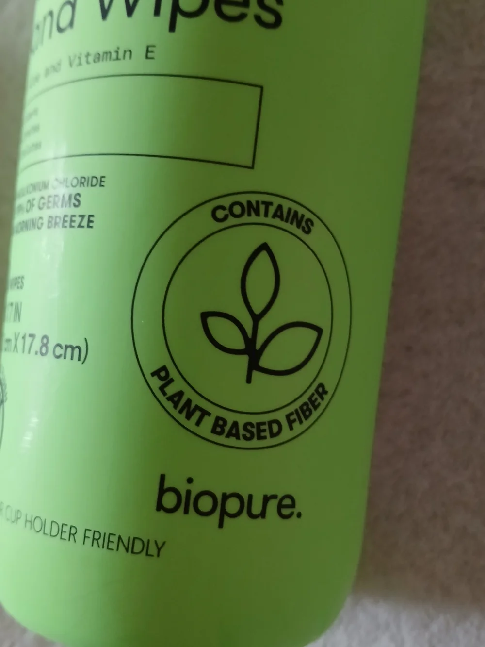 💥 biopure FULL SIZE Antibacterial Hand Wipes - Bright Lime Green 50 PACK!